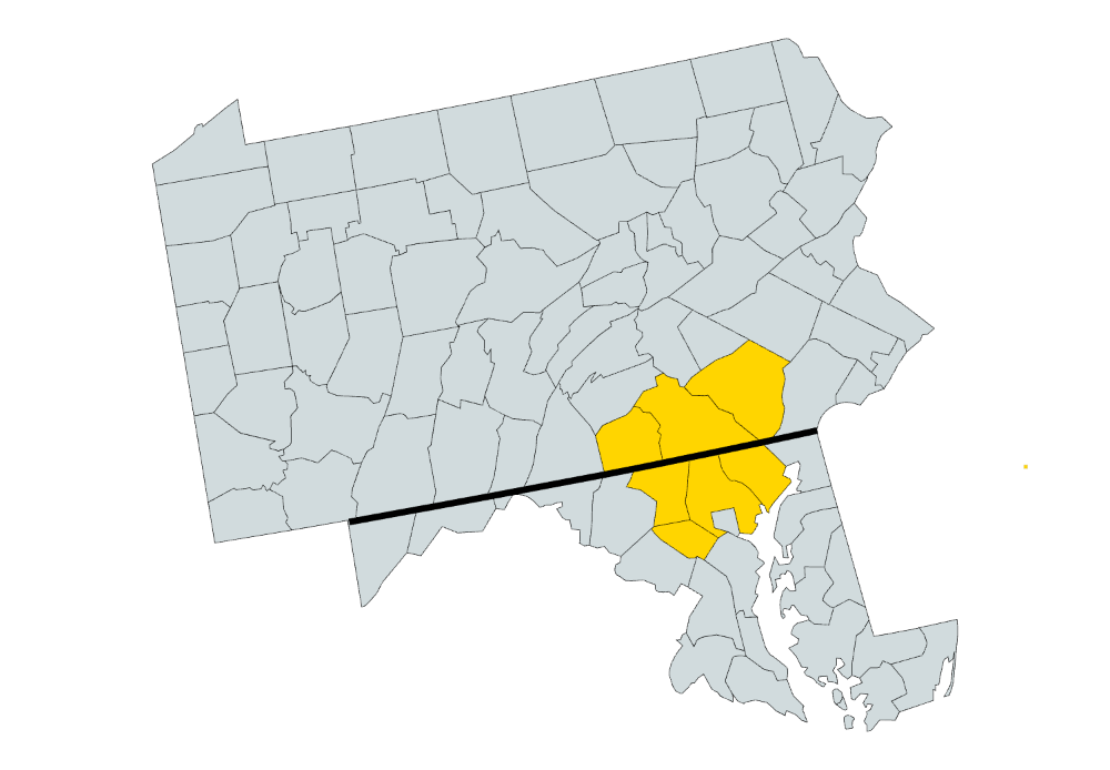 Service areas covering Northern Maryland and Southeastern Pennsylvania